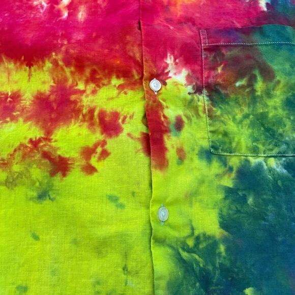 handmade tie dye unisex XXXL 3X camp shirt rainbow galaxy - Picture 3 of 10
